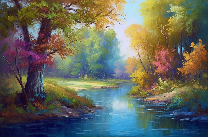 油画中神奇的秋天风景小清新背景,高清,摄影图,摄影图片,图片大全,摄影图免费下载